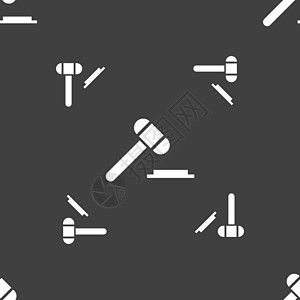 法官或拍卖锤图标标志 灰色背景上的无缝模式 韦克托圆圈司法法律文章权威离婚古董钥匙网络插图图片