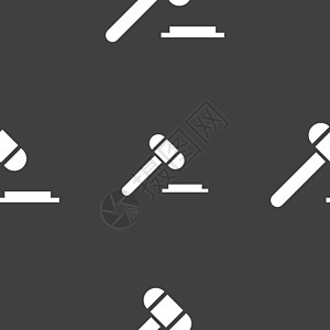 法官或拍卖锤图标标志 灰色背景上的无缝模式 韦克托离婚法庭立法法律判决书互联网惩罚横幅诉讼犯罪图片