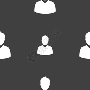 阿凡达图标标志 灰色背景上的无缝模式 韦克托男人商务文字插图用户人士办公室成员蓝色标签图片