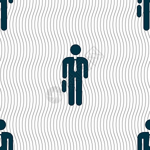 商务模式商务人士图标标志 具有几何纹理的无缝模式 韦克托领导男性营销办公室收藏公司套装插图化身领带插画