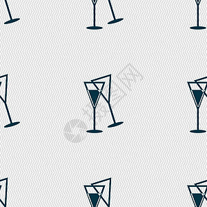香槟杯图标标志 具有几何纹理的无缝模式 韦克托玻璃白色绘画庆典灰色团体插图产品藤蔓饮料图片
