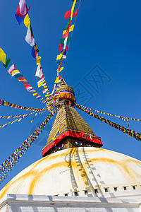 喜马拉雅加德满都的天空崇拜遗产旅行旗帜建筑学文化眼睛经幡佛教徒背景
