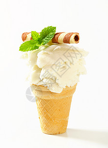 白冰淇淋果子威化卷甜点威化棒奶制品白色奶油状柠檬配料冰冻图片
