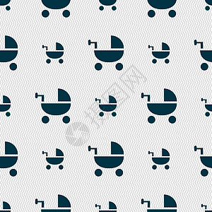 婴儿推车图标标志 具有几何纹理的无缝模式 韦克托新生医院接穗父母越野车生日婴儿车保姆车轮阴影图片