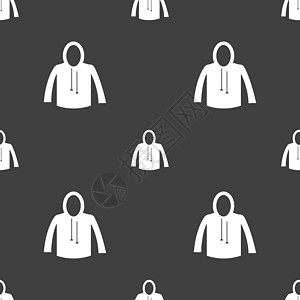 休闲夹克图标标志 灰色背景上的无缝模式 韦克托服装织物女性外套兜帽运动标识收藏衣服男性图片