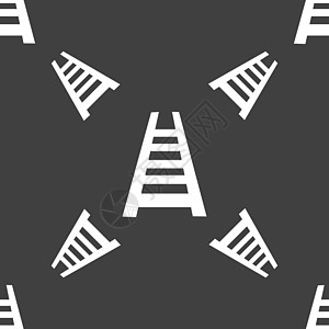 铁路轨道图标标志 灰色背景上的无缝模式 韦克托插图交通壁板信号蒸汽车站旅行速度小路货运图片