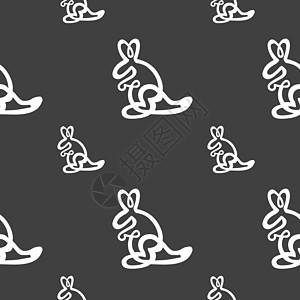袋鼠图标标志 灰色背景上的无缝模式 韦克托哺乳动物植被标识荒野姿势野生动物品牌公司保护动物图片