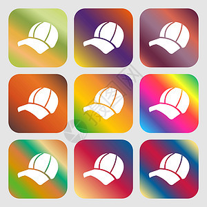 球帽图标标志 九个带有明亮渐变的按钮 设计精美 韦克托图片