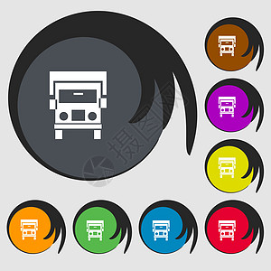 汽车抢购卡车图标标志 八个彩色按钮上的符号 韦克托店铺互联网货物电脑服务汽车送货横幅产品货车插画