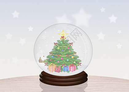 圣诞水晶球展示水晶新年圆形插图礼物明信片庆典背景图片