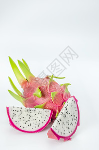 新鲜龙果紫色种子营养食物绿色白色水果粉色红色图片