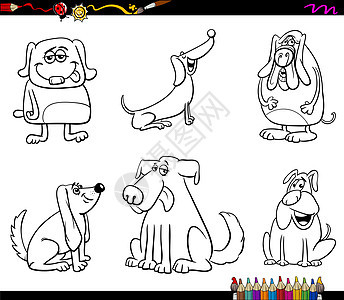狗角色着色嘘快乐收藏漫画犬类黑与白填色本卡通片小狗幼儿园染色图片