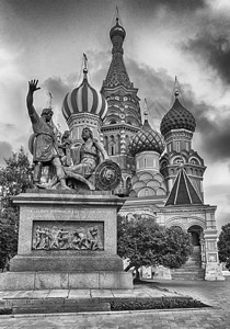 俄罗斯莫斯科红广场上的圣巴西尔大教堂Saint Basil蓝色天空旅游建筑学历史性正方形首都博物馆纪念碑联盟图片