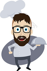主厨师卡通帽子食物卡通片男人烹饪插图胡子厨房热狗胡须背景图片