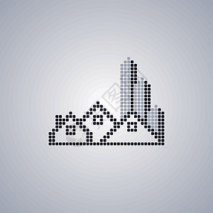 像素房子标志模板插图徽章身份公寓建筑学建筑师不动产数字酒店公司背景图片