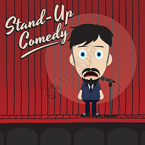 搞笑的家伙站起来喜剧演员卡通聚光灯男性电视展示座位漫画观众喜剧男人娱乐图片