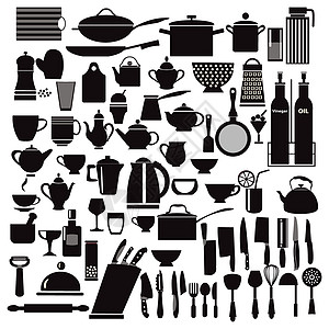 厨房和餐饮图标式厨房用具餐厅菜刀厨具咖啡杯家庭生活餐刀工具杯子平底锅计算机图片