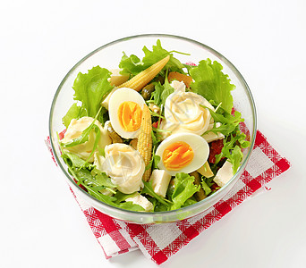 混合沙拉沙拉酱起动机玻璃食物蔬菜小菜小吃盘子图片
