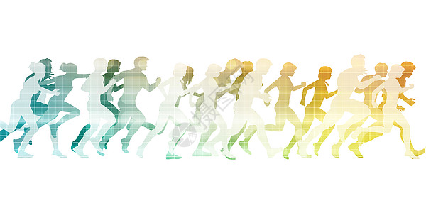 一群人奔跑运动白色训练跑步竞赛背景图片