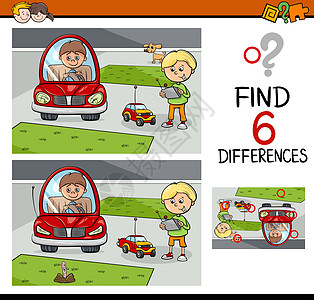 孩子的差异游戏消遣插图谜语玩具孩子们解决方案绘画男生乐趣测试图片