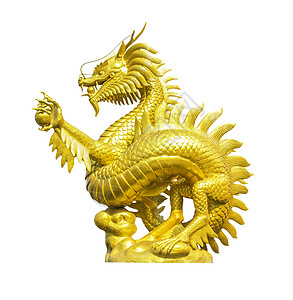 金金中国龙雕像被孤立背景图片