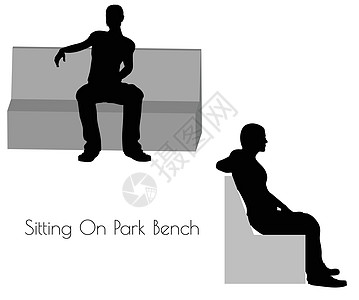 坐在公园长椅上的男人在白色背景上摆姿势图片