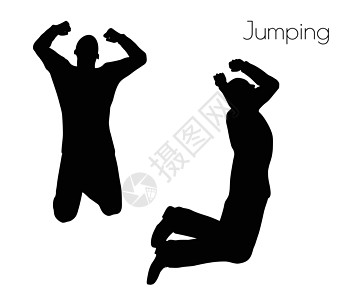 男人在跳跃动作的姿势剪影飞跃跳绳插图阴影男性冒充图片