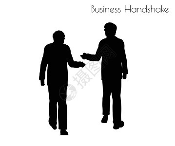 商务握手 pos 中的人男性冒充剪影手柄商业工作阴影扣子男人插图背景图片