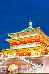 Xian钟楼丝绸历史性文明旅行吸引力观光地标建筑街道景观图片