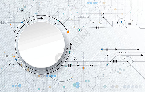 电路板上的3D纸圆 矢量摘要图片