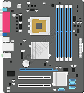主板计算机概念由 mainboad 是 ATX 尝试艺术底板平面插图木板技术创造力电脑物品电路图片