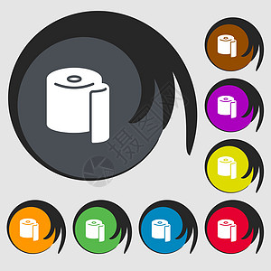 卫生纸图标标志 八个彩色按钮上的符号 韦克托图片