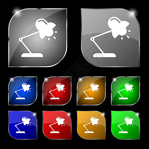 表格灯台图标符号 有色调的10个多彩按钮集 矢量图片