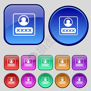 用户名图标现代显示登录图标符号的用户名 一组12个复选按钮用于设计 矢量插画