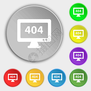 404 找不到错误图标符号 8个平板按钮上有符号 矢量图片