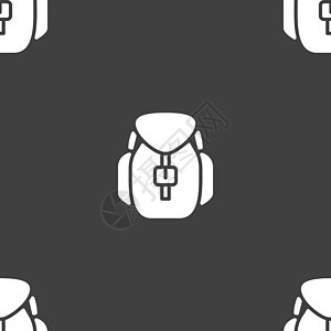 背包图标标志 灰色背景上的无缝模式 韦克托大学旅游学习学生大纲黑色旅行细线青年艺术图片