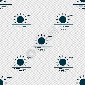 日落图标标志 具有几何纹理的无缝模式 韦克托天气反射热带气候插图阳光标签旅行晴天月亮图片