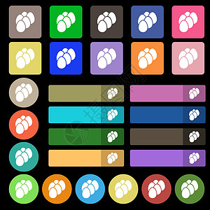 鸡蛋图标符号 从27个多色平板按钮中设置 矢量图片
