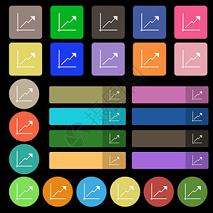 图表图标标志 由二十七个彩色平面按钮组成 韦克托绘画会计流动信息销售量金融生长推介会市场酒吧图片