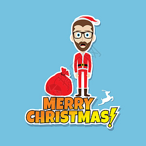 圣诞老人 圣诞节 瘦 da圣诞礼物卡通片雪花套装红色插图解雇喜悦震惊绘画图片