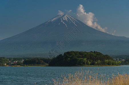 日本川口子湖上的藤山旅行首脑风景信仰公吨精神观光蓝色天空旅游图片