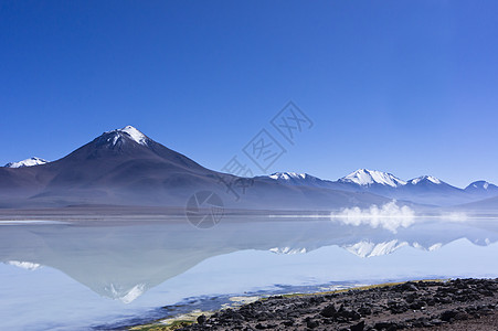 Altiplano湖 玻利维亚 南美洲反射山脉天空火山海拔拉丁蓝色高原湖泊沙漠背景图片