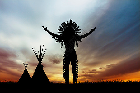 美洲土著印第安人鬃毛插图帐篷皮肤男人装饰品文化原住民荒野羽毛图片