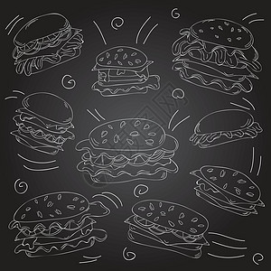 快餐汉堡涂鸦 se剪贴嘶嘶卡通片涂鸦小吃手绘蔬菜菜单派对饮料图片