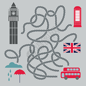 带伦敦符号的迷宫 - 矢量说明图片