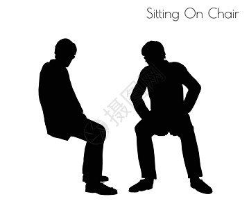 坐在椅子上姿势的人 pos男人冒充男生男性阴影黑色插图剪影图片
