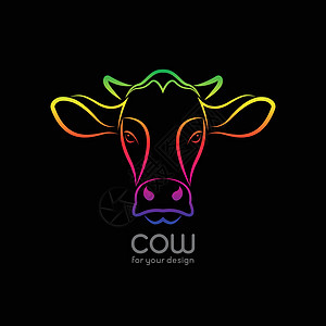 黑底牛头设计的矢量图像 Cow Logo图片