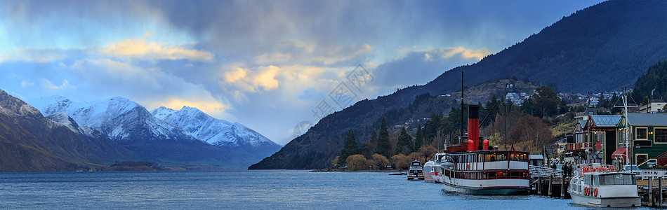 天空气球南岛瓦卡提普湖皇后城的全景背景