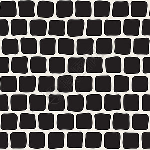 无矢量缝合的黑白手绘制矩形模式石工织物格子包装编织带子纺织品中风涂鸦装饰品图片