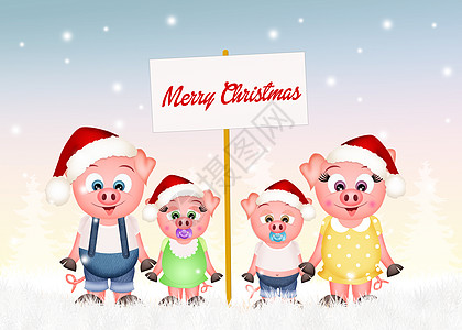 圣诞猪猪庆祝圣诞节背景